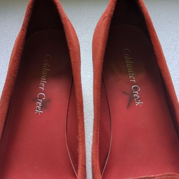 Coldwater Creek Women's Suede Leather Wedge Rust Loafers Size 7 - Picture 4 of 9